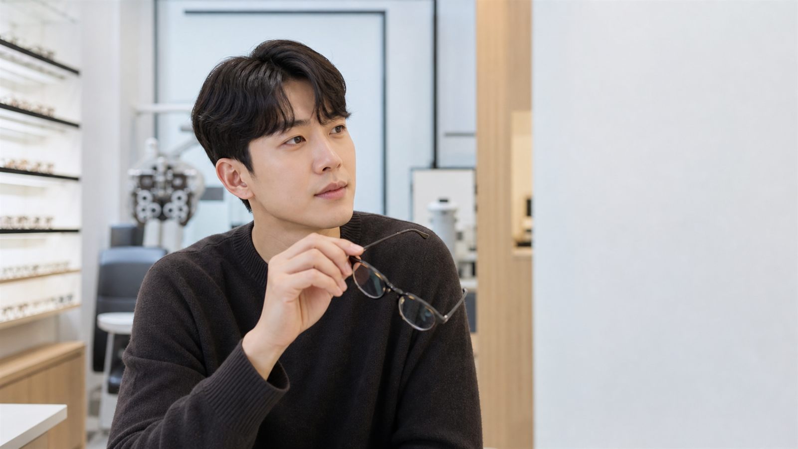 안과 상담 전 견적과 체크리스트를 정리하는 책상 위 노트와 안경